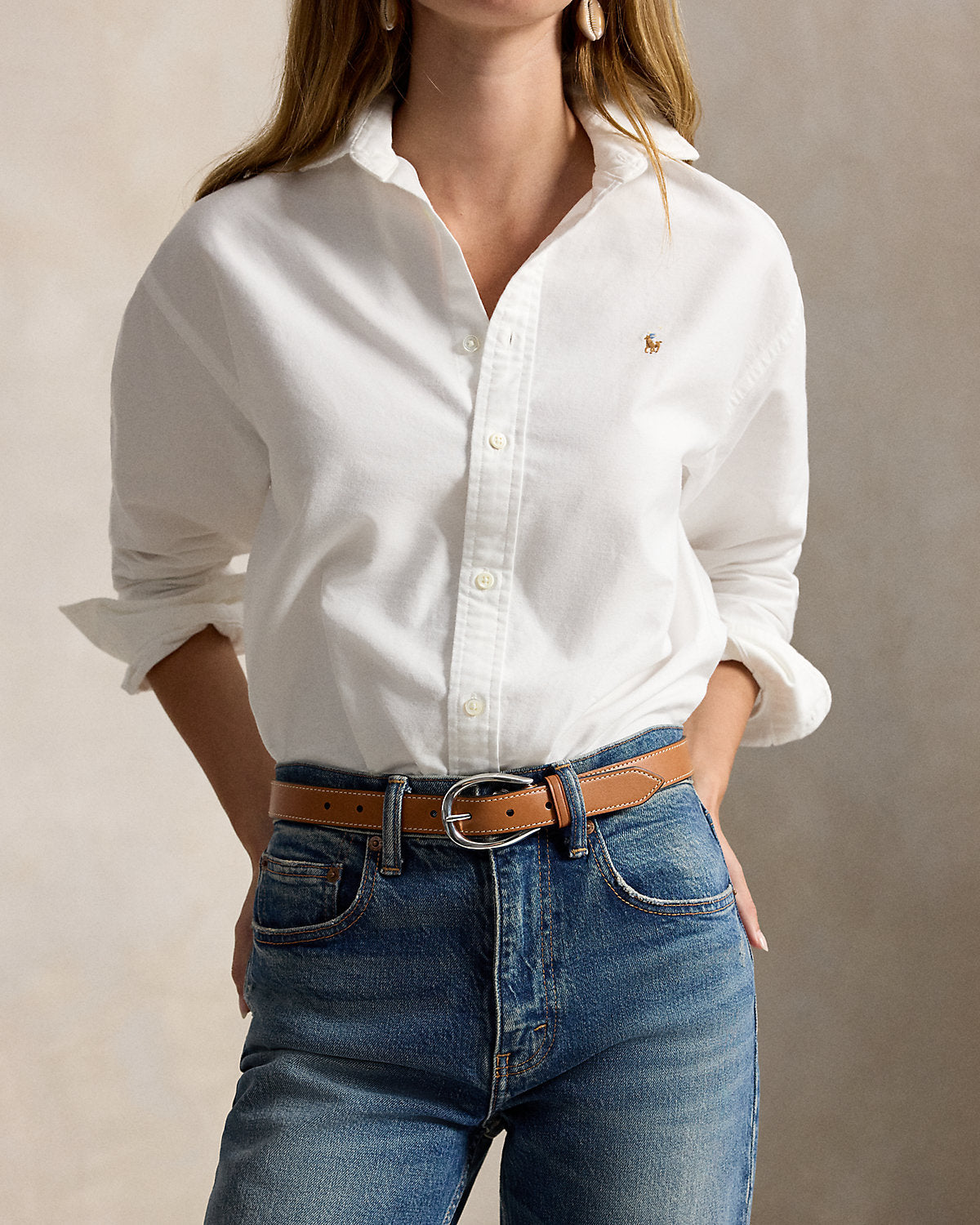 Stirrup-Buckle Leather Belt