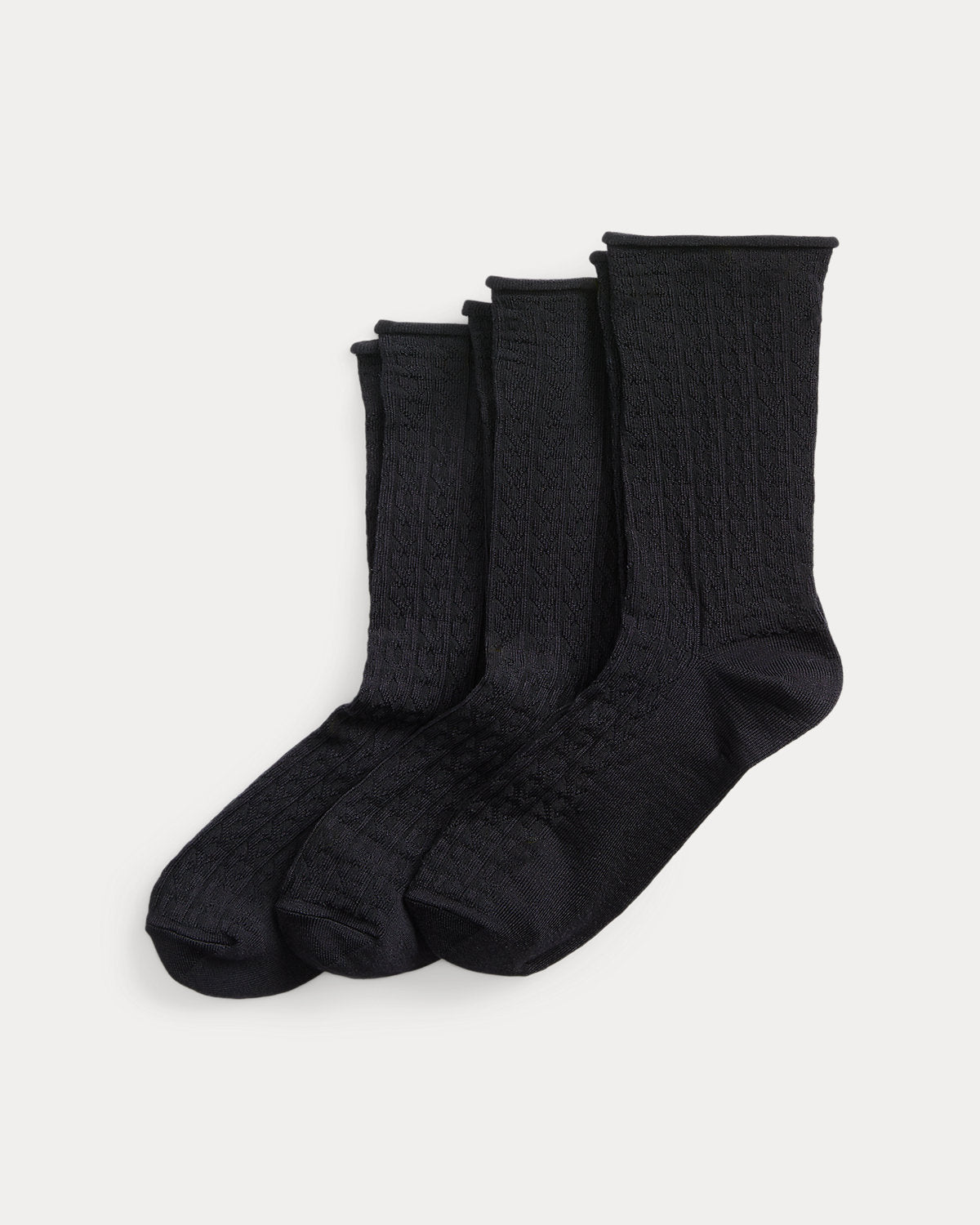 Cable-Knit Roll-Top Sock 3-Pack