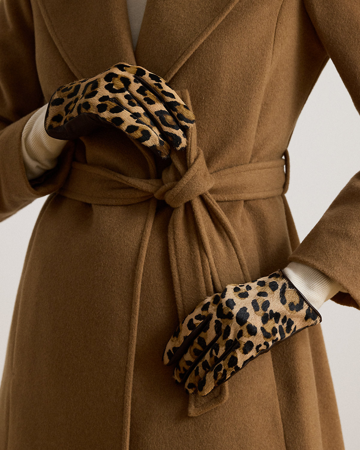 Ocelot-Print Haircalf & Sheepskin Gloves