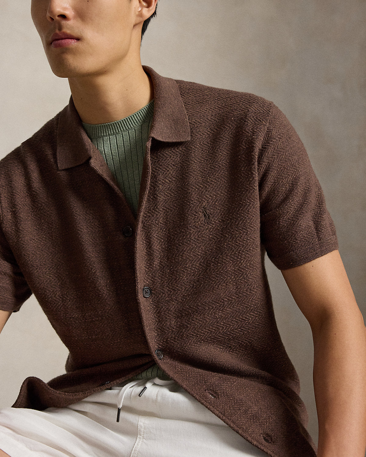 Cotton-Linen Camp Shirt Sweater