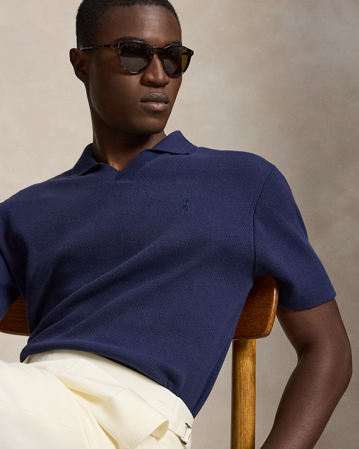 Pointelle-Ribbed Polo Shirt