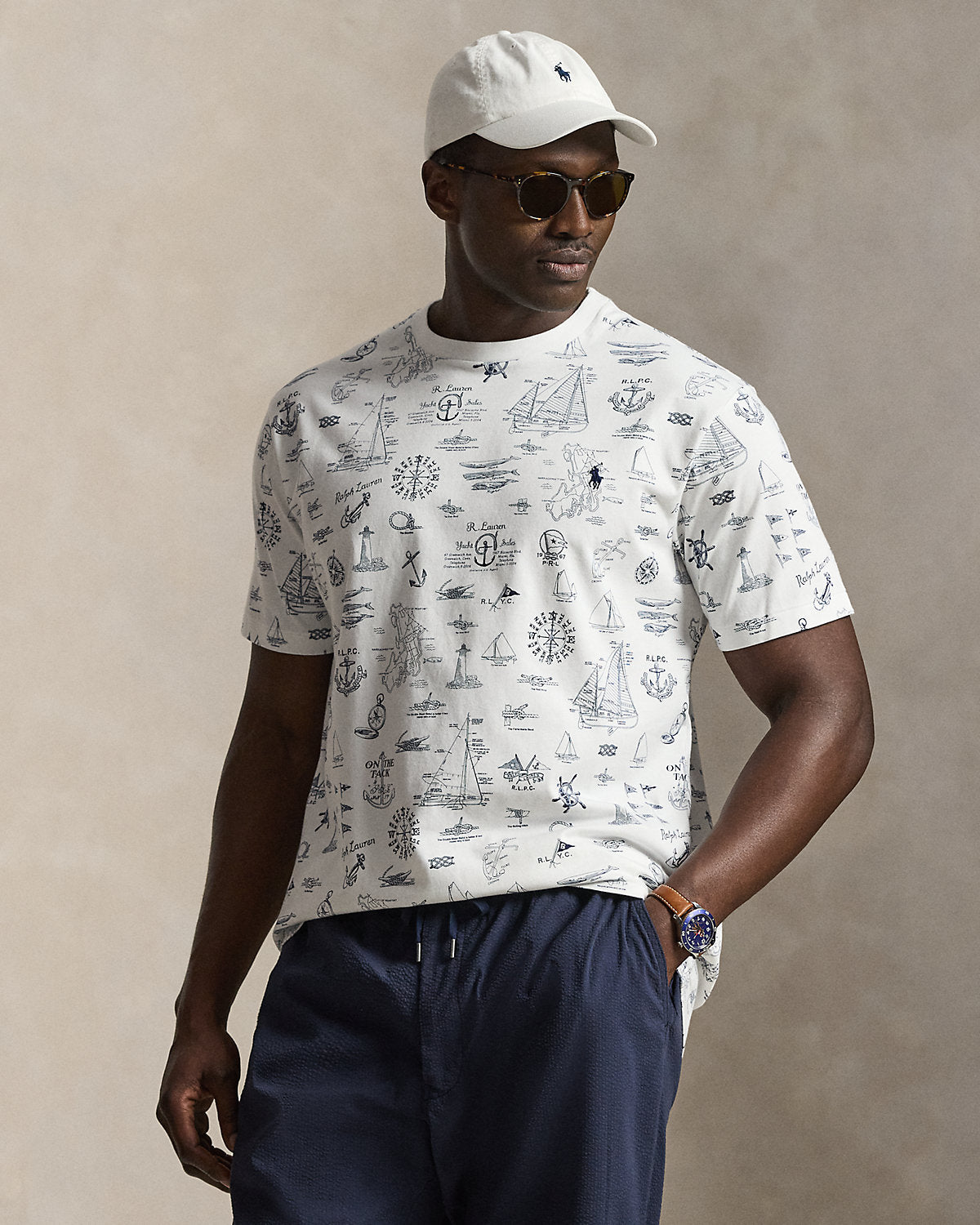 Nautical-Print Jersey T-Shirt