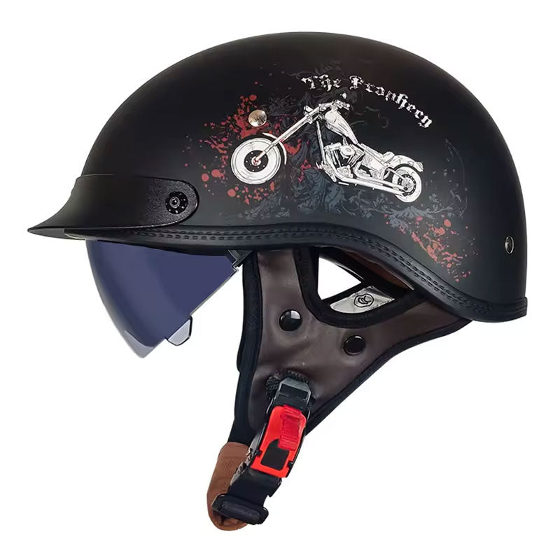 Retro-style cruiser motorcycle half helmet-H40