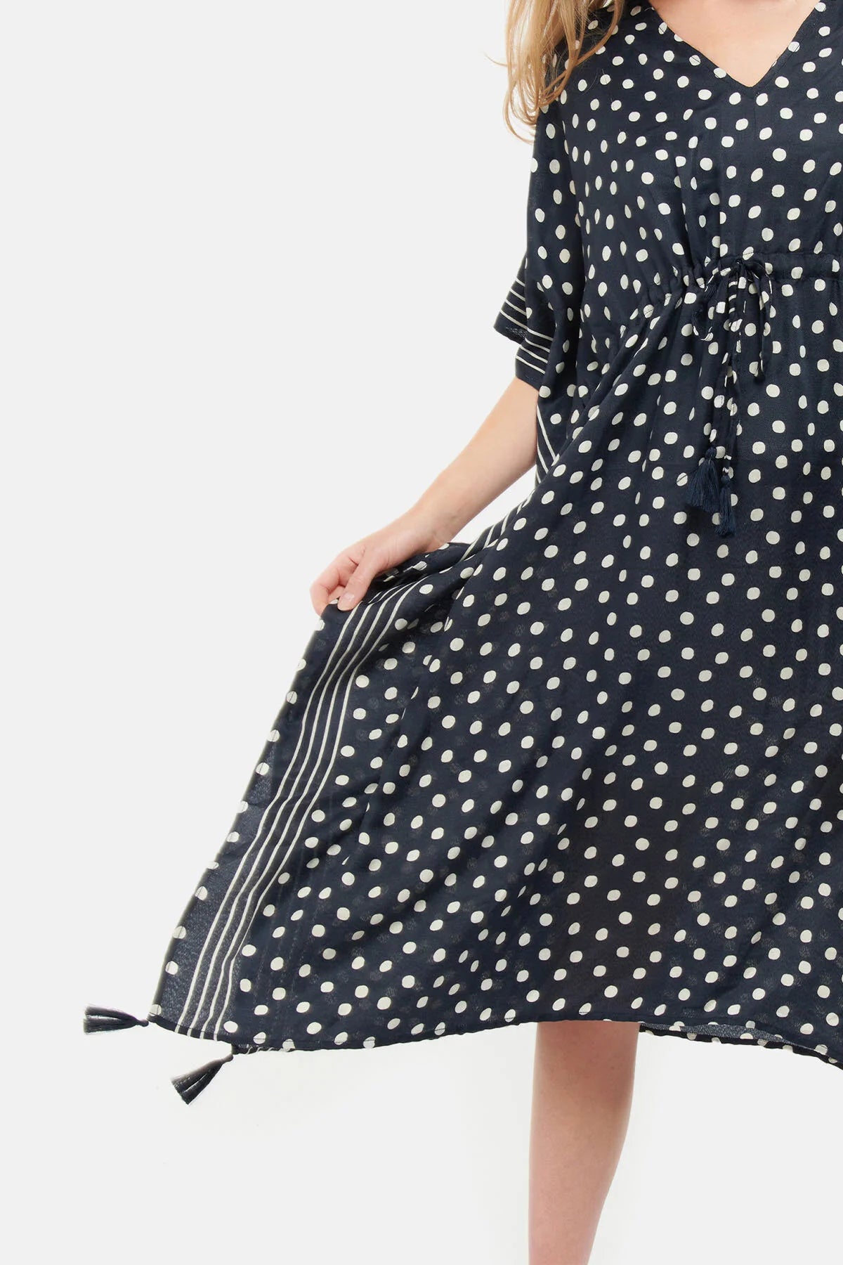 Polka Dot Beach Kaftan - NAVY