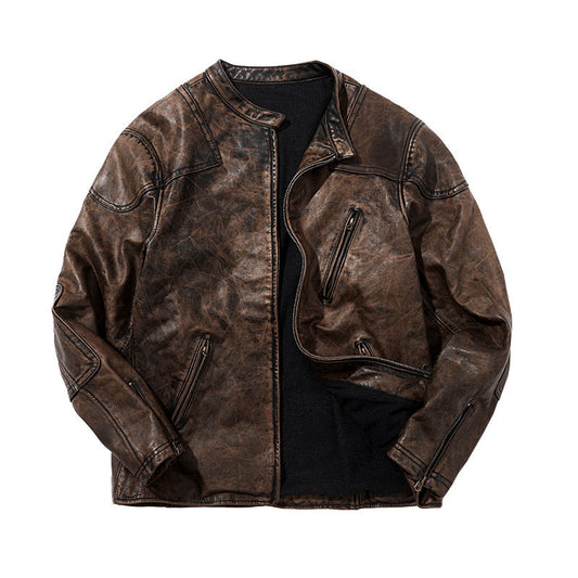 Retro Venom Plus Size Genuine Leather Motorcycle Jacket-J57