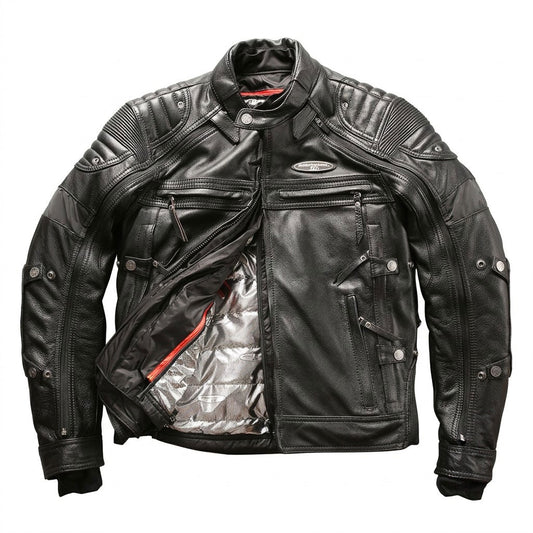 Detachable 4-piece cowhide motorcycle leather jacket-J29