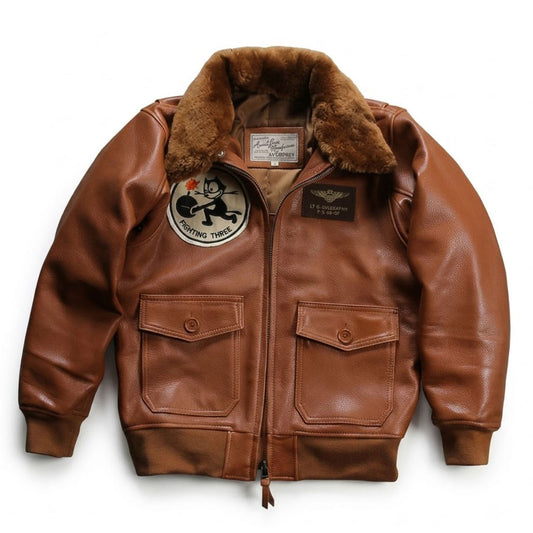 American-style Felix G1 Genuine Leather Flight Jacket-J50