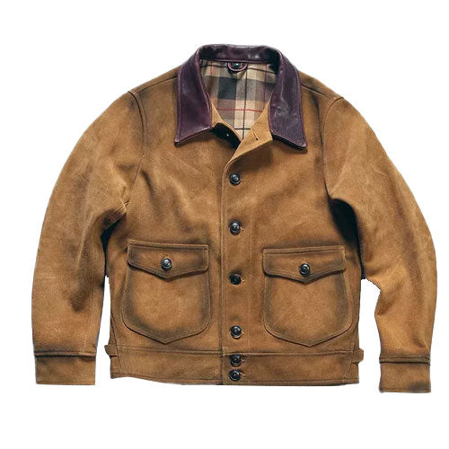 Handmade Vintage Natural Cow Suede Leather Jacket-J01
