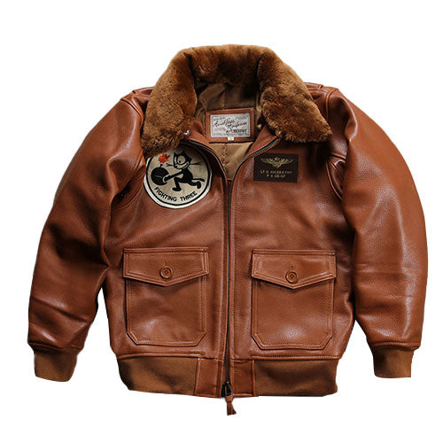 Men's sea and air pilot leather jacket-J03