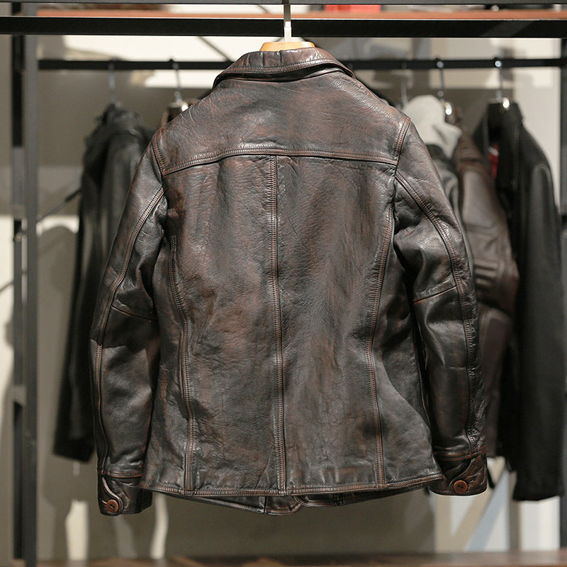 American Dispatcher Horsehide Leather Motorcycle Jacket-J21