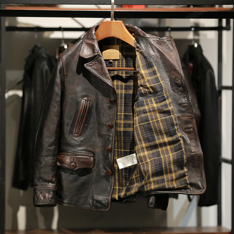 American Dispatcher Horsehide Leather Motorcycle Jacket-J21