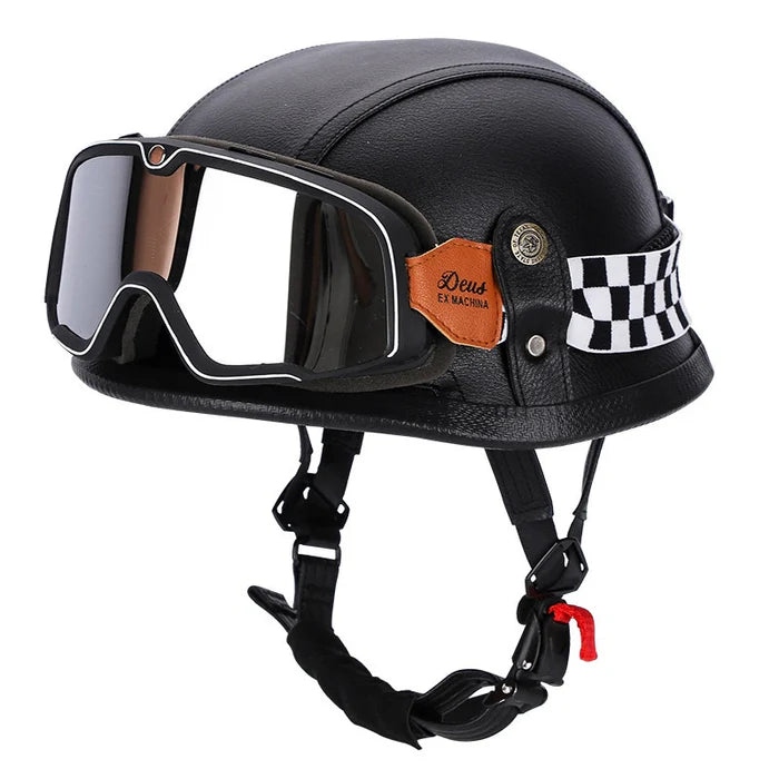 Retro Half Helmet Pedal German Steel Cruise -Black- H11