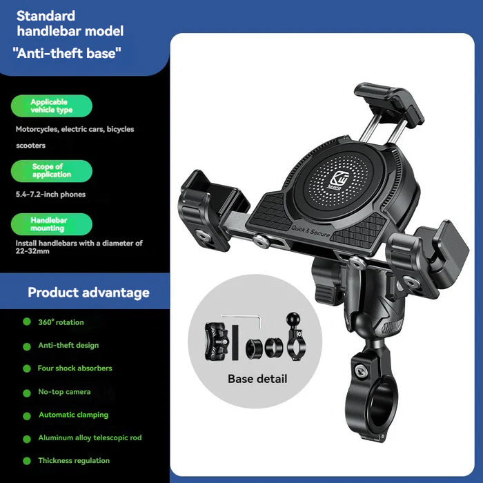 No-blocking camera shock-absorbing anti-theft motorcycle phone holder-S05