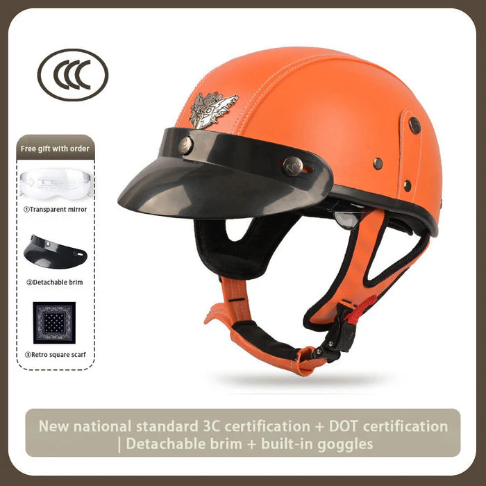 Japanese-Style Retro Summer Half Helmet –Pure Orange-H18