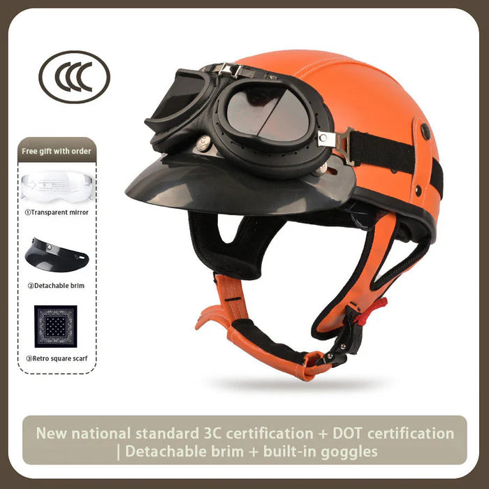 Japanese-Style Retro Summer Half Helmet –Pure Orange-H18
