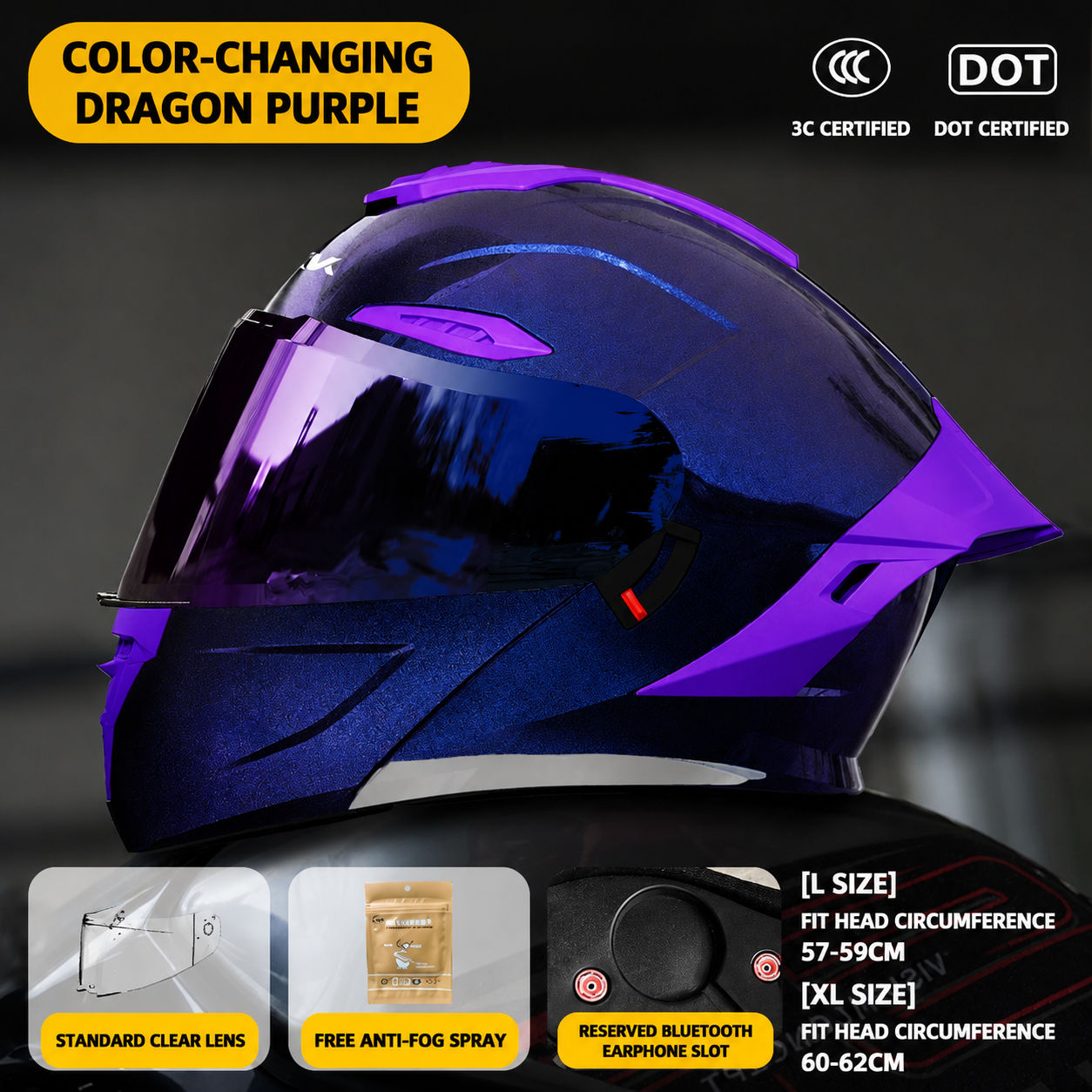 Chameleon Flip Up Motorcycle Helmet-H29