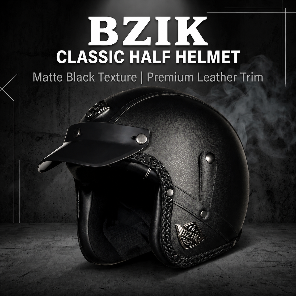 Retro Matte Leather Motorcycle Half Helmet-H25