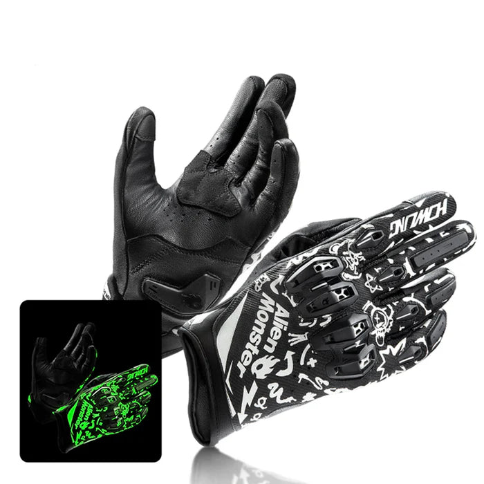 CE Certified Luminous Reflective Cycling Leather Gloves - G01