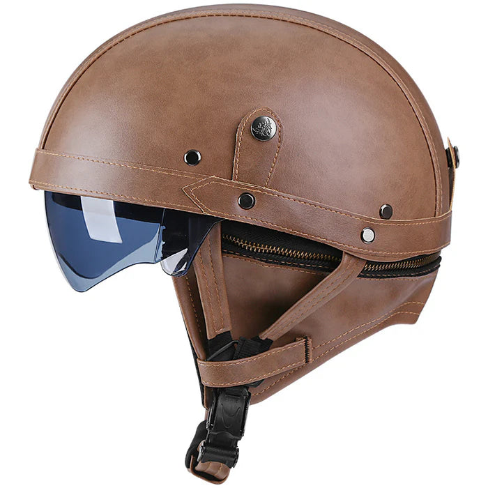 DOT Retro German Style Half Helmet-Brown-H03