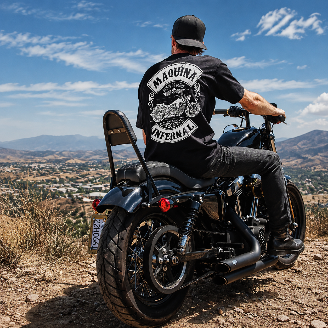Men’s Vintage Biker Graphic Tee – Heavy Cotton Motorcycle T-Shirt-T01