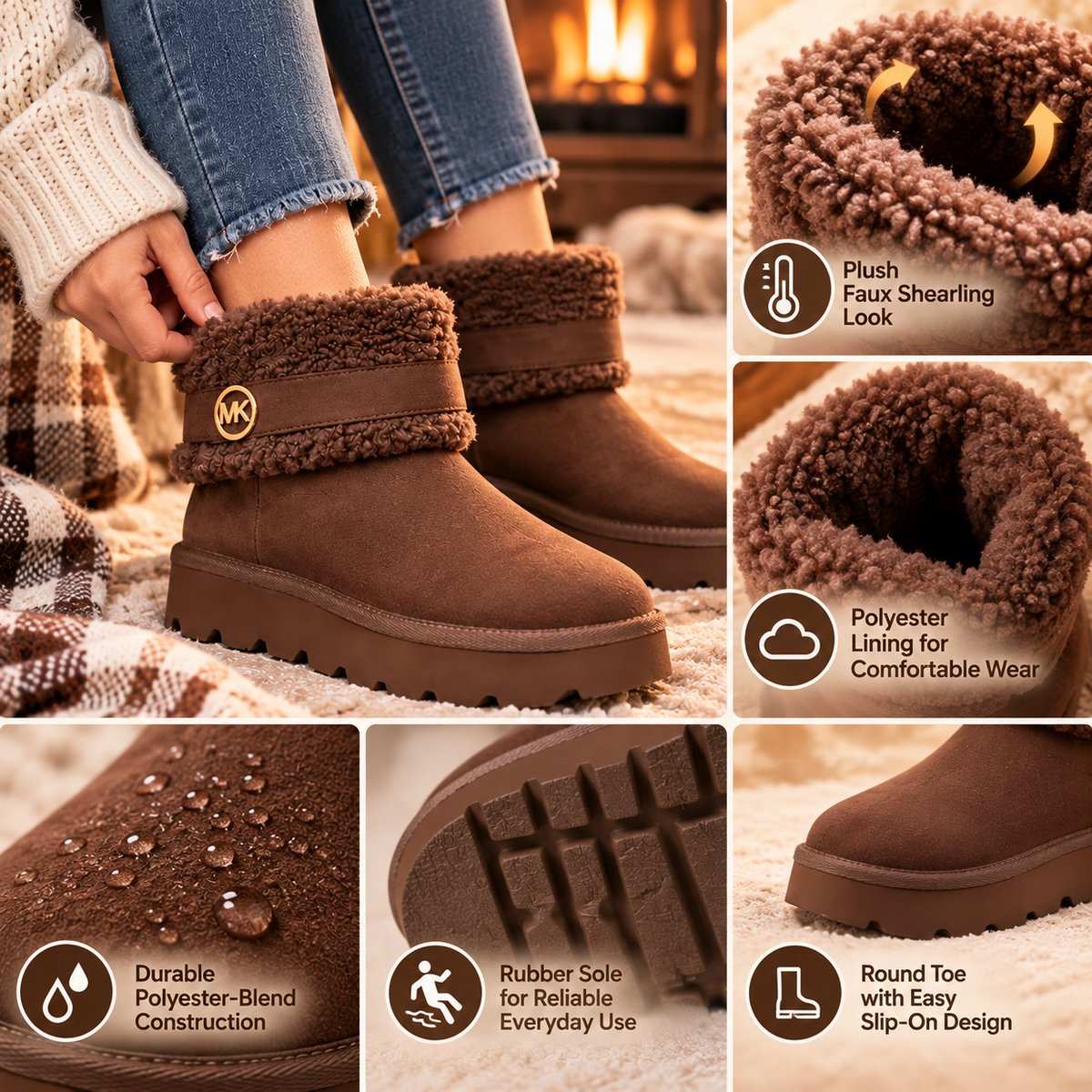 ☁️ Winnie Cozy Faux Shearling Boots – Soft Slip-On Everyday Comfort