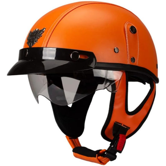 Japanese-Style Retro Summer Half Helmet –Pure Orange-H18