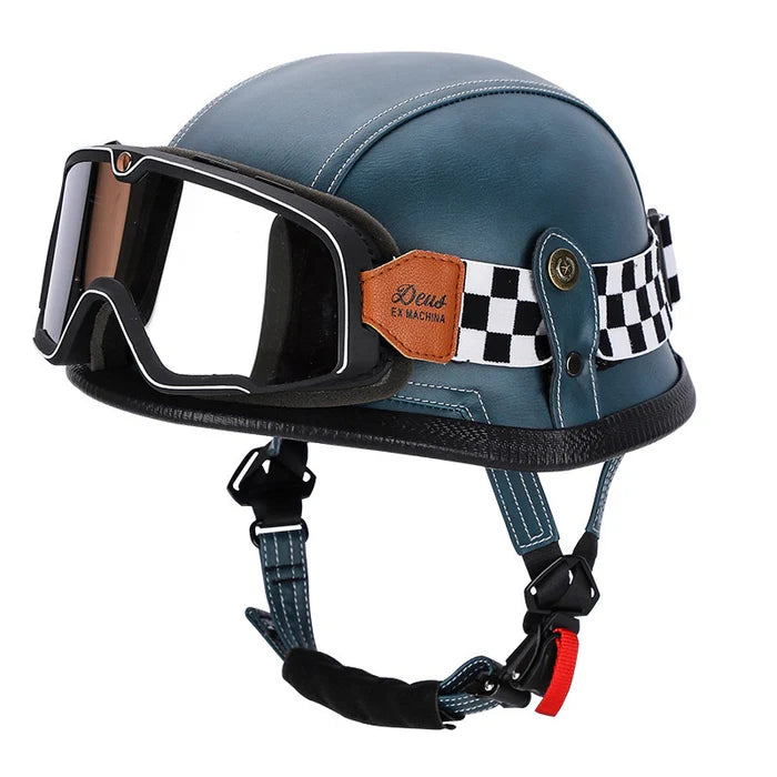 Retro Half Helmet Pedal German Steel Cruise-Blue - H13
