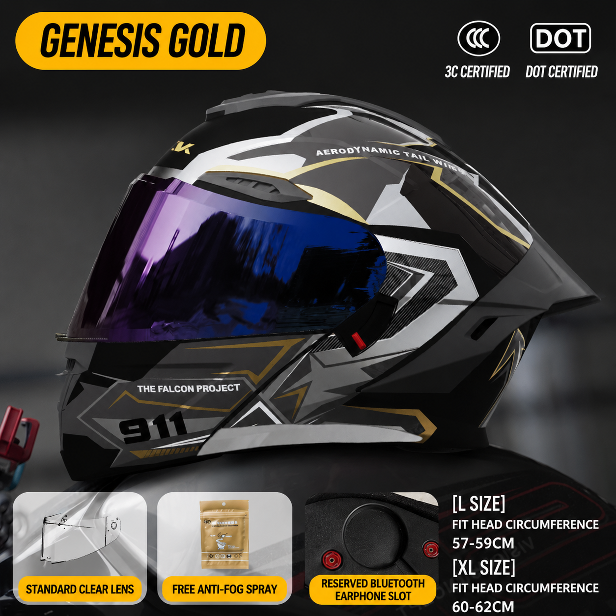 Genesis Flip Up Motorcycle Helmet-H31