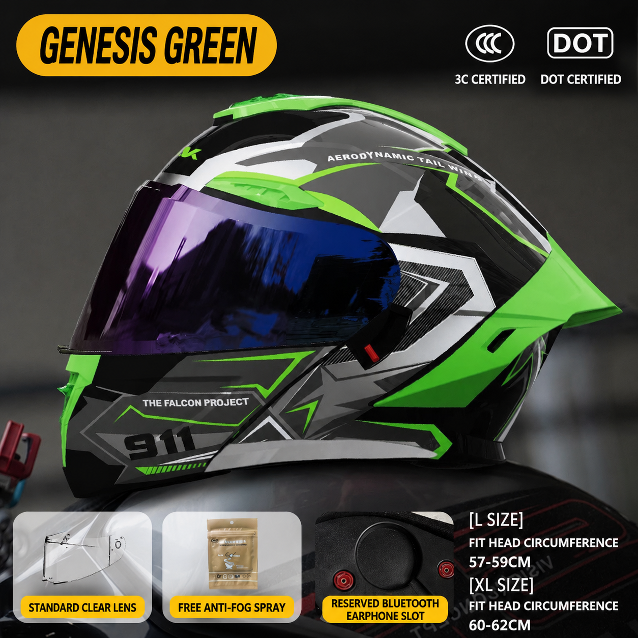 Genesis Flip Up Motorcycle Helmet-H31