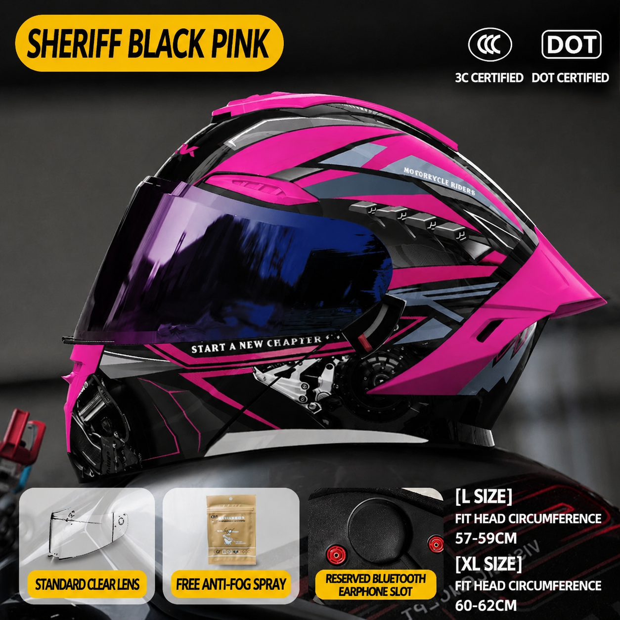 Sheriff Flip Up Motorcycle Helmet-H32