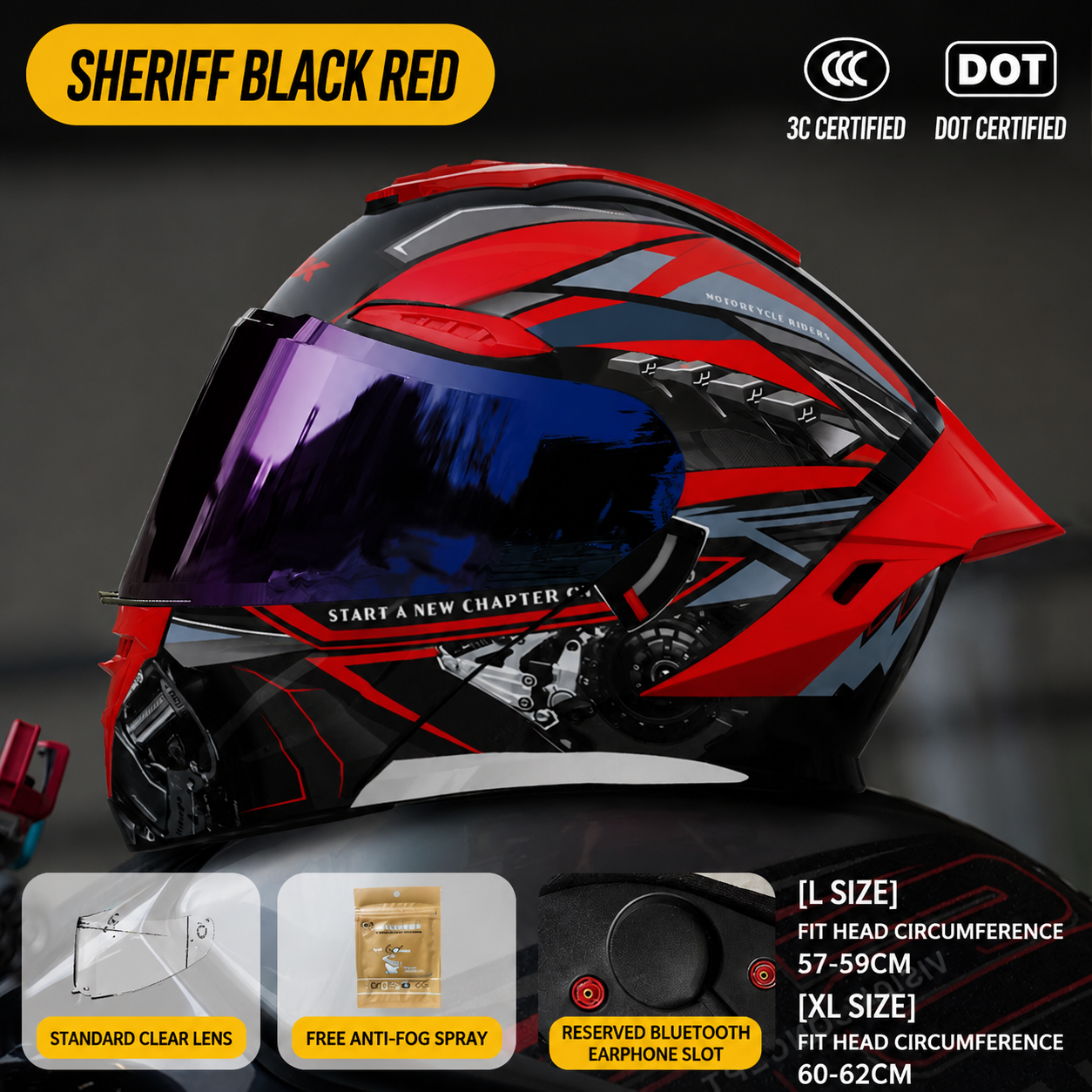 Sheriff Flip Up Motorcycle Helmet-H32