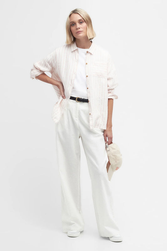 Annie Striped Linen Shirt - PRIMROSE PINK
