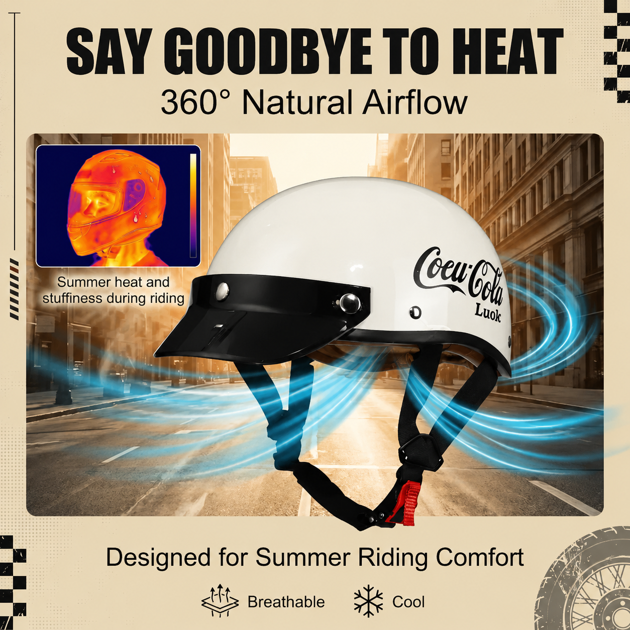 Retro half-helmet, summer travel gear-H47