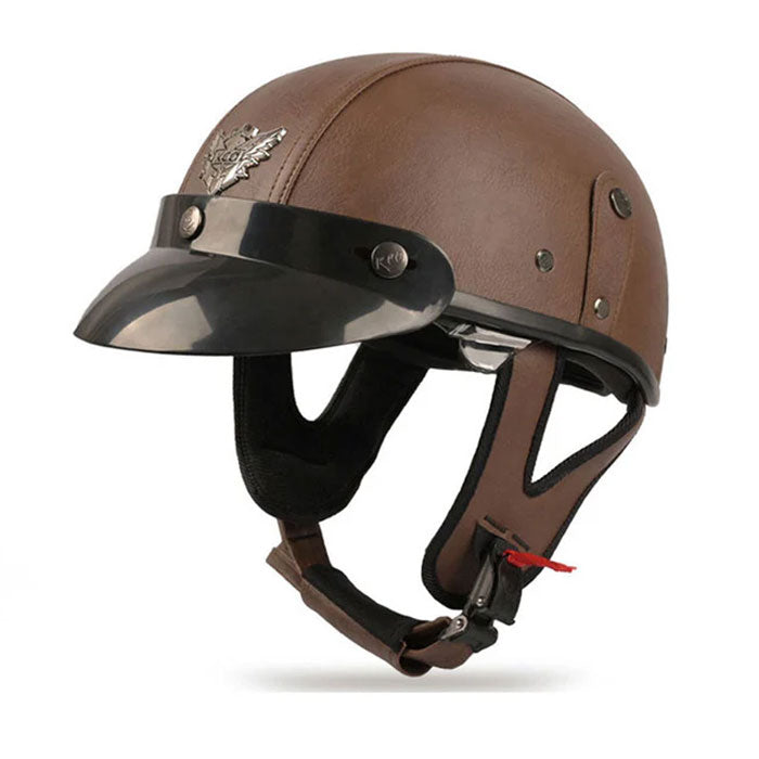 Retro cruiser motorcycle helmet with concealed inner visor-H45