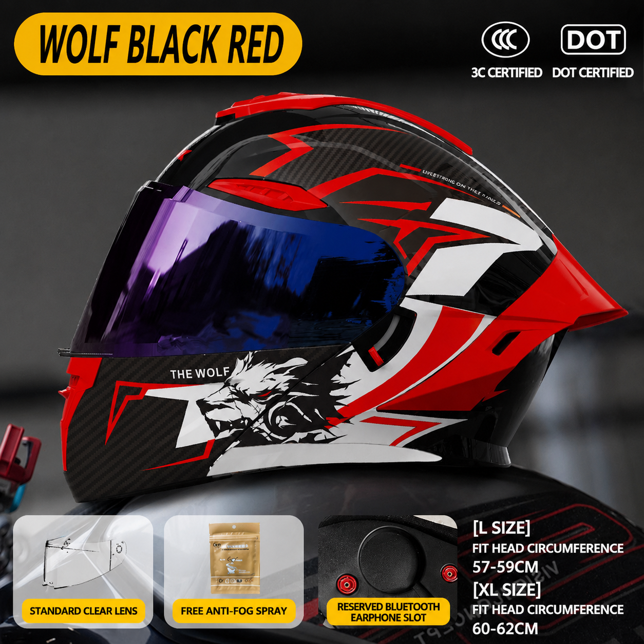 Wolf Flip Up Motorcycle Helmet-H33