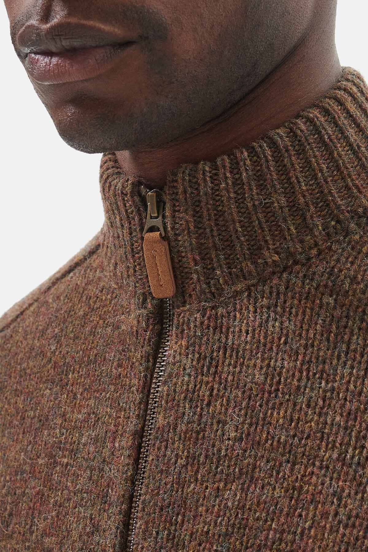Calder Zip Through Jumper - OLIVE TWEED