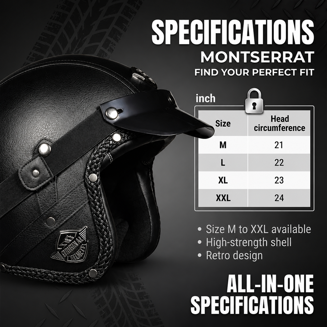 Retro Matte Leather Motorcycle Half Helmet-H25
