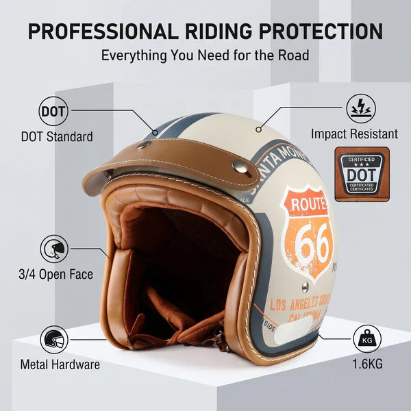 DOT Motorcycle Helmet 3/4 Half Helmet-H38