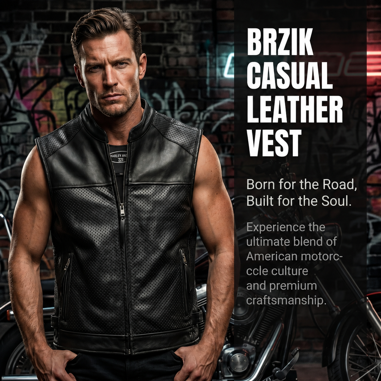 Harley Breathable Summer Mesh Leather Vest-J38