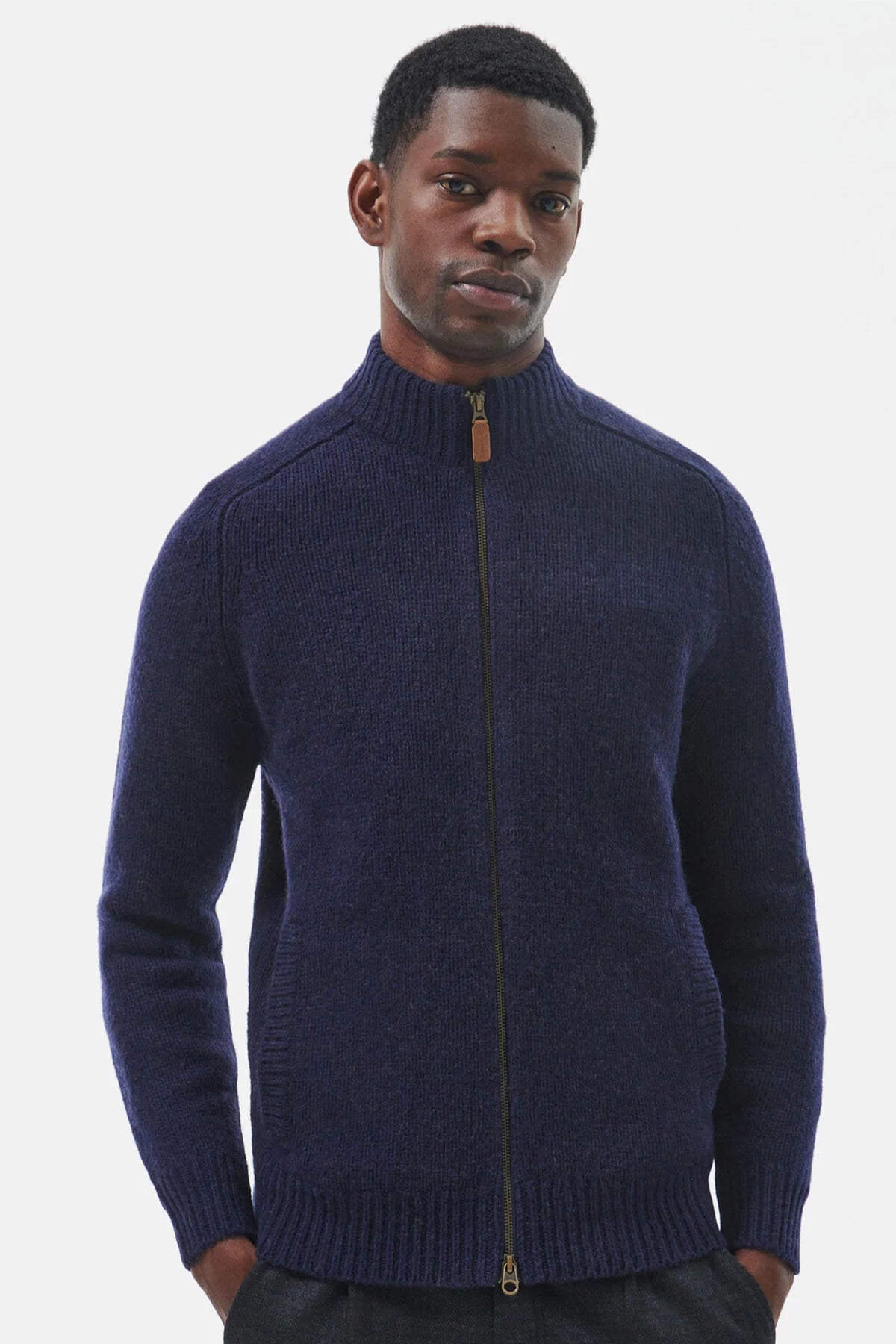Calder Zip Through Jumper - NAVY