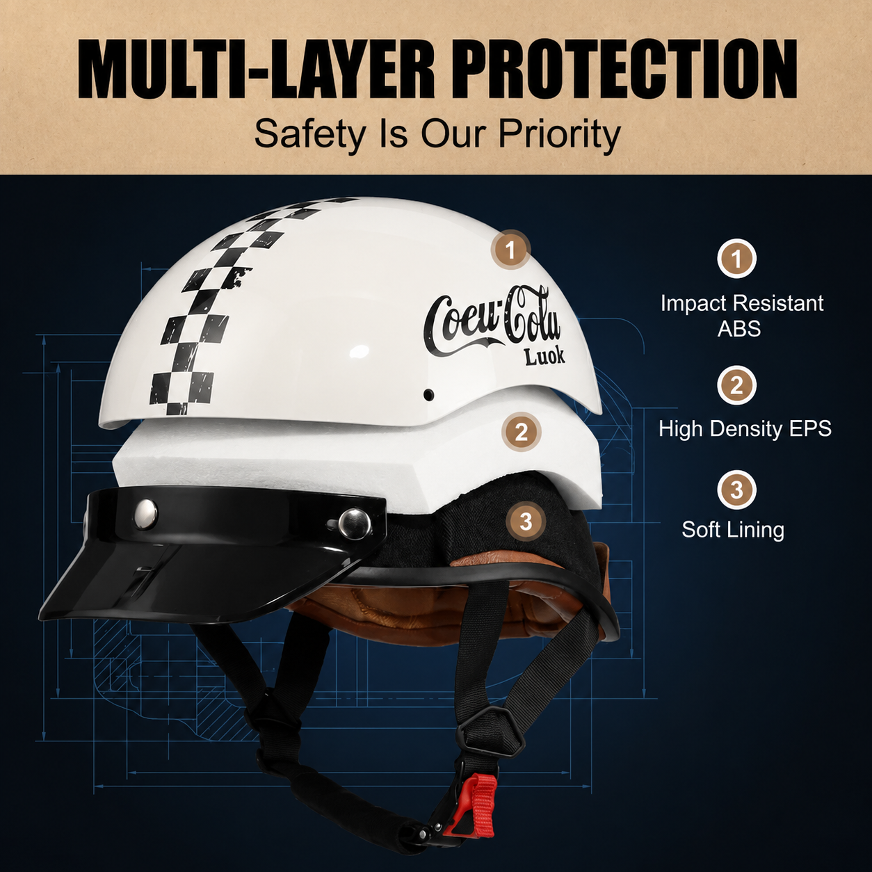 Retro half-helmet, summer travel gear-H47
