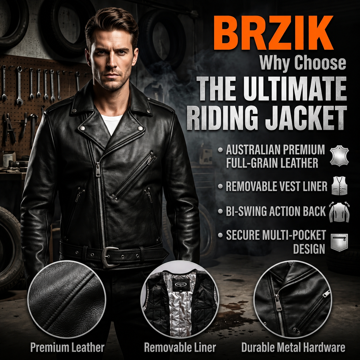 Genuine leather Harley motorcycle riding suit-J40