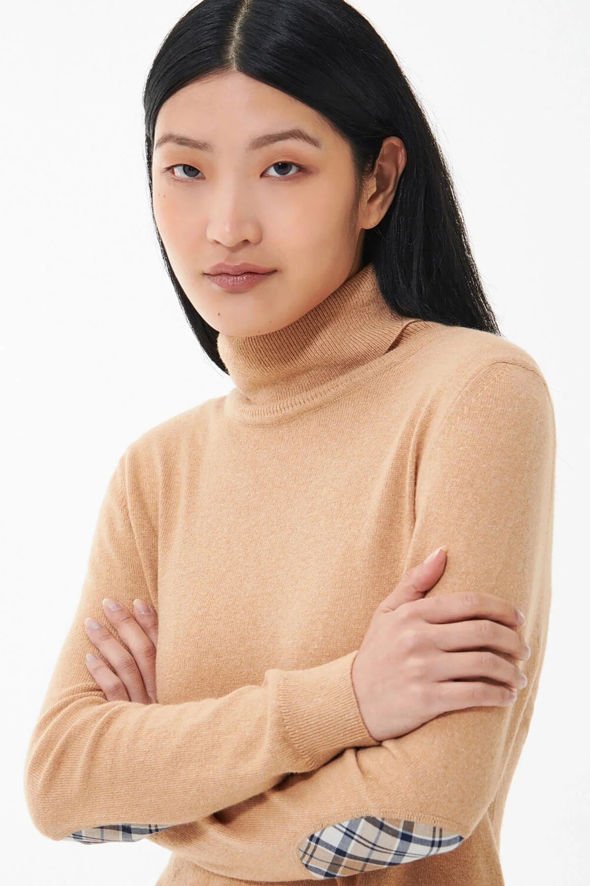 Roll Collar Sweater - CARAMEL HESSIAN TART
