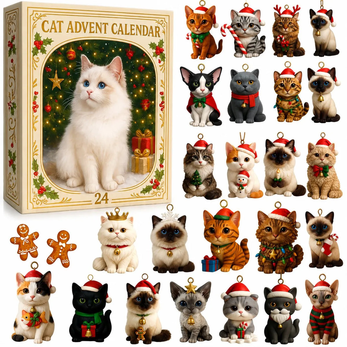 🎄💥Advent Calendar 2026 Cat Advent Calendar - Giftfor Adults Friends CatOwners and Lovers Christmas Holiday Countdown Gift🐈(Single-sided printing)