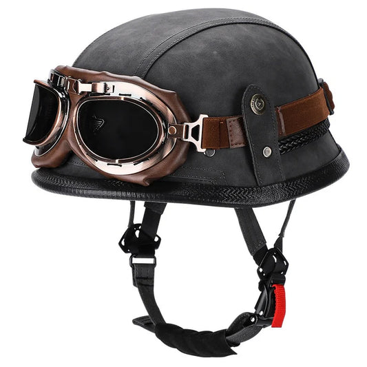 Retro Half Helmet Pedal German Steel Cruise -Grey- H12