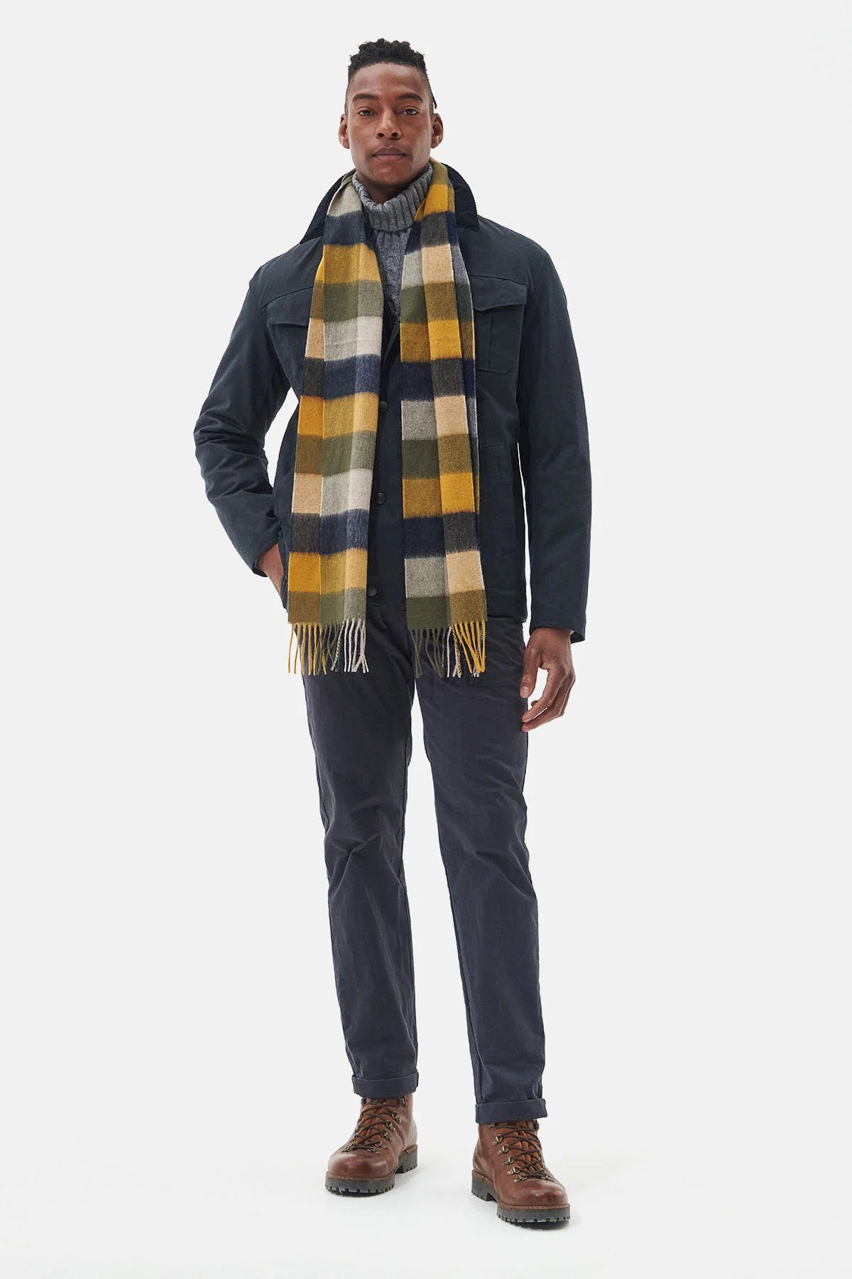 Large Tattersall Scarf - FOREST MIST