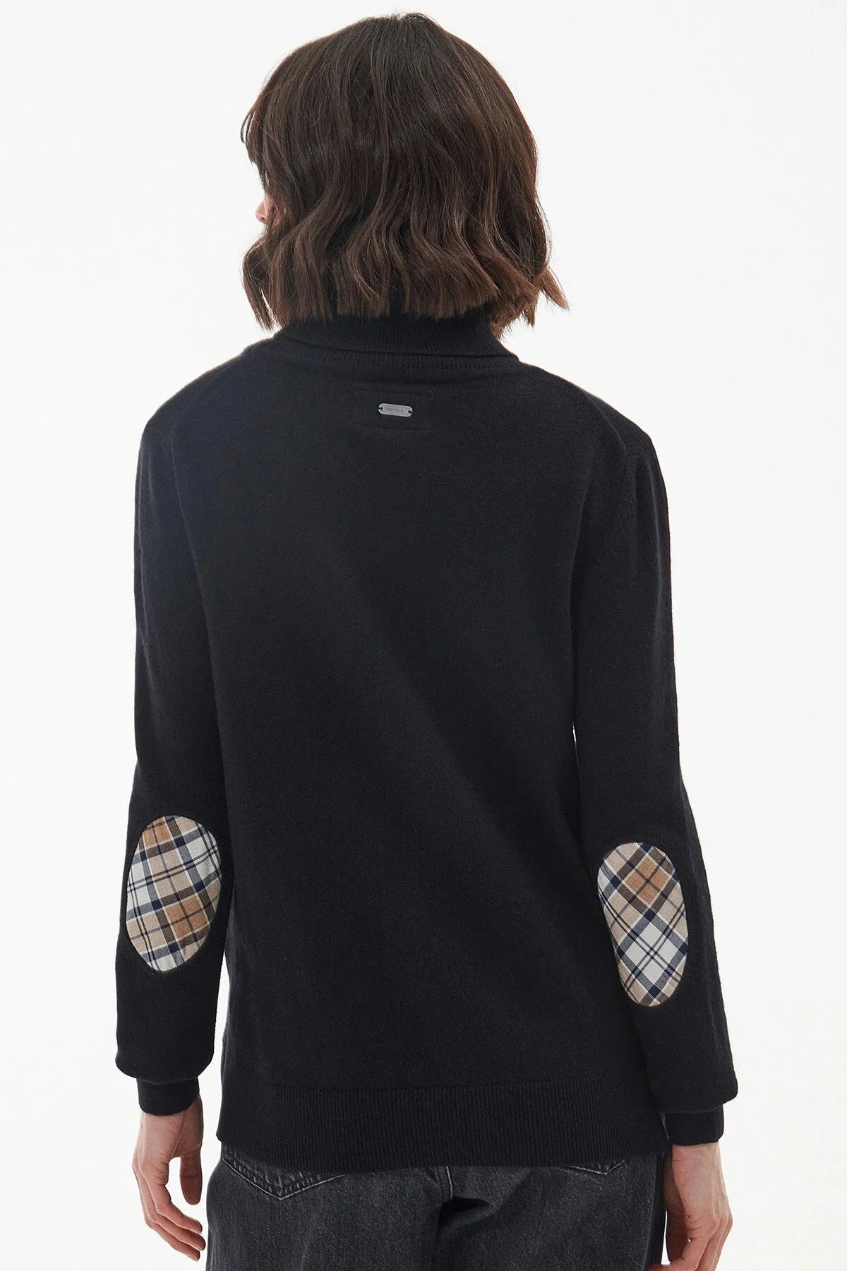Roll Collar Sweater - BLACK HESSIAN TARTAN