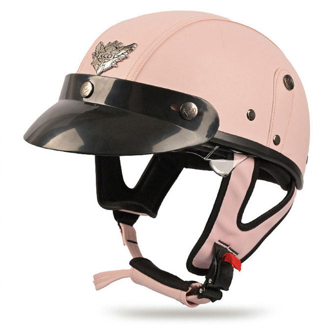 Retro cruiser motorcycle helmet with concealed inner visor-H45