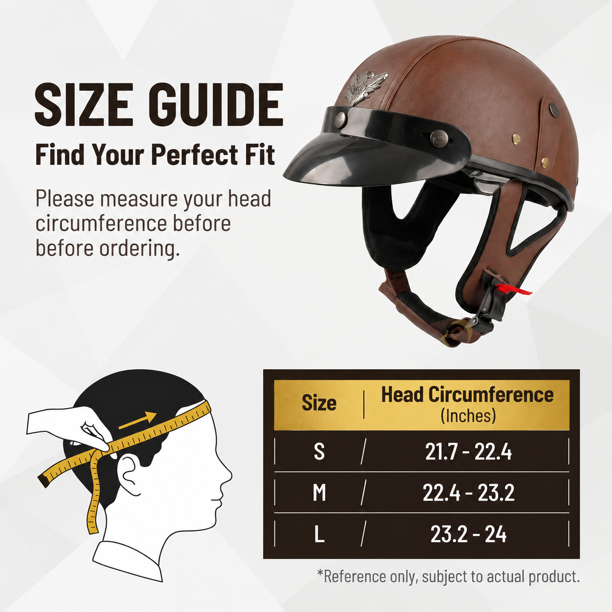 Retro cruiser motorcycle helmet with concealed inner visor-H45