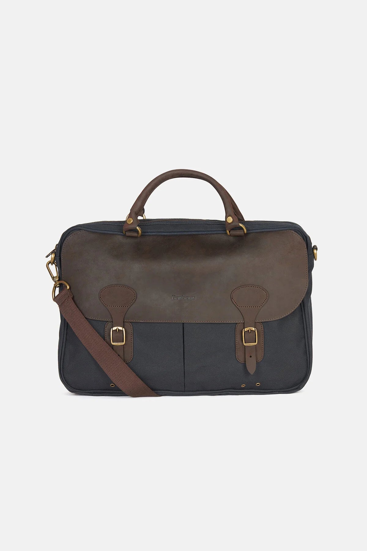 Wax Leather Briefcase - NAVY
